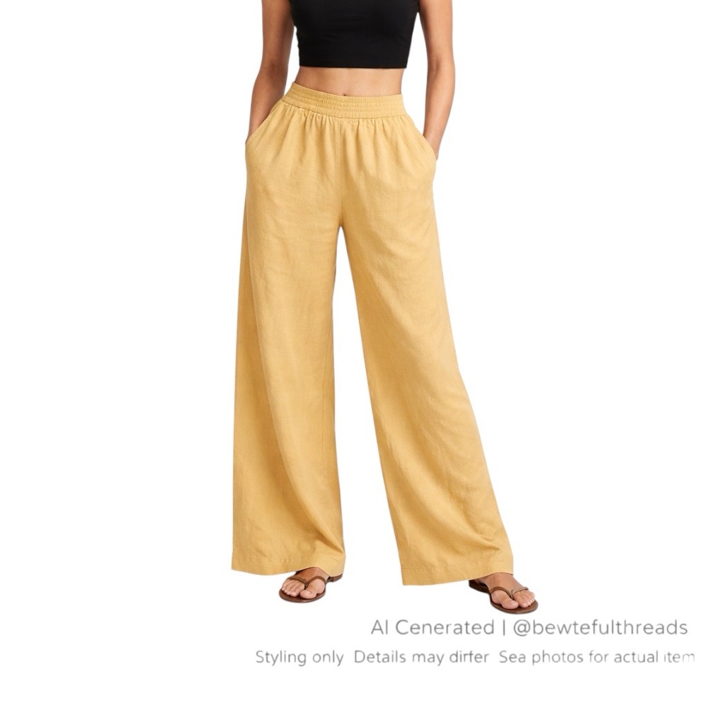 Birgitte Herskind US 2 Honey Linen Wide Leg Pants Scandi
